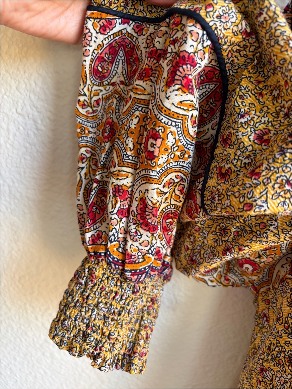 Evereve Floral Print Paisley Yoke Prairie Blouse Medium - Picture 6 of 6